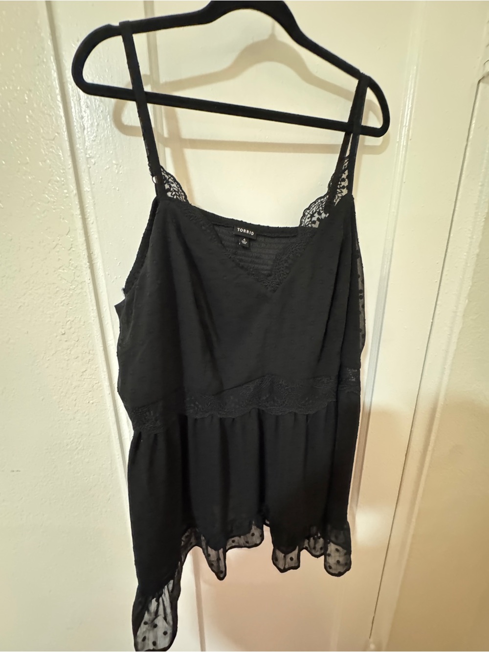 torrid Black Lace-Trim Asymmetric Camisole Top